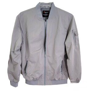 Pudolla Men's Gray Bomber‎ Jacket Long Sleeve Full Zip With Pockets Size Small